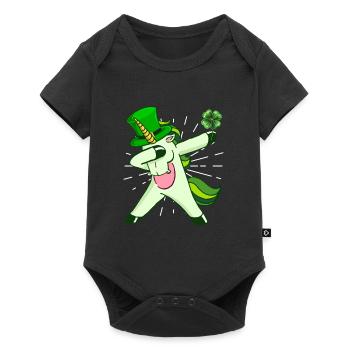 Dabbing Einhorn Kleeblatt St. Patrick's Day - Baby Premium Kurzarmbody - Schwarz - Vorne