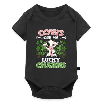 Cows are my lucky charms Farmer Cattle breeders - Baby Premium short-sleeve bodysuit - black - Front