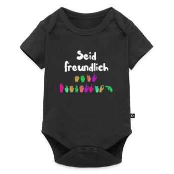 Mental Health Seid freundlich zu euch - Baby Premium Kurzarmbody - Schwarz - Vorne