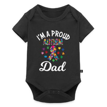 Proud dad of autistic child - Baby Premium short-sleeve bodysuit - black - Front