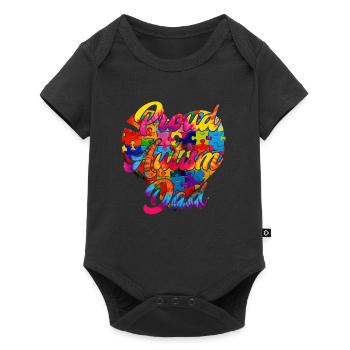 autistic father autistic child autism - Baby Premium short-sleeve bodysuit - black - Front