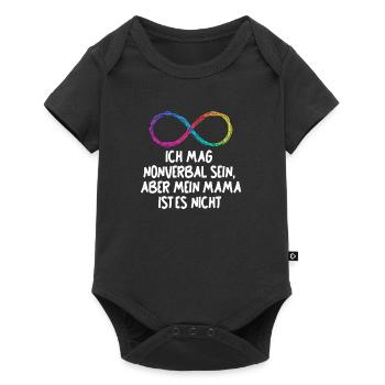 Autismus nonverbal für Papa und autistisches Kind - Baby Premium Kurzarmbody - Schwarz - Vorne