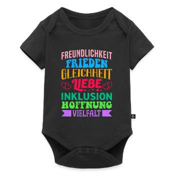 Inklusion Gleichheit Freundlichkeit Akzeptanz - Baby Premium Kurzarmbody - Schwarz - Vorne