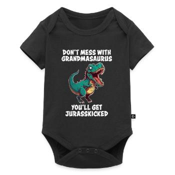 Oma Dont mess with Omasaurus Großmutter Dino - Baby Premium Kurzarmbody - Schwarz - Vorne