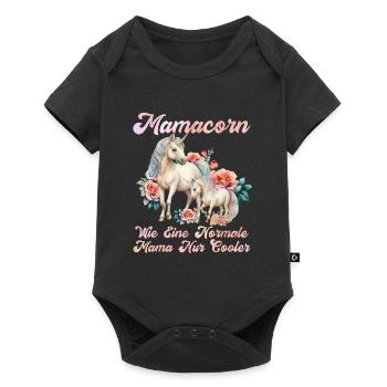 Mamacorn Einhorn Muttertag Mama Cooles Einhorn - Baby Premium Kurzarmbody - Schwarz - Vorne