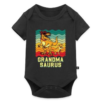 Omasaurus Dinosaurier Grandma Muttertag Granny - Baby Premium Kurzarmbody - Schwarz - Vorne