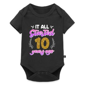 Just married 10 Years Rose Wedding - Baby Premium short-sleeve bodysuit - black - Front