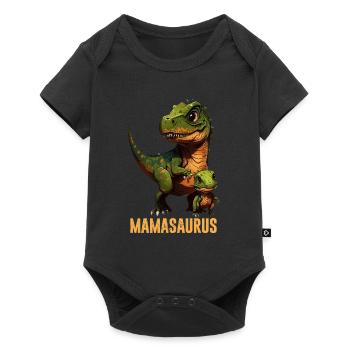 Mamasaurus Muttertag Mama Dinosaurier - Baby Premium Kurzarmbody - Schwarz - Vorne