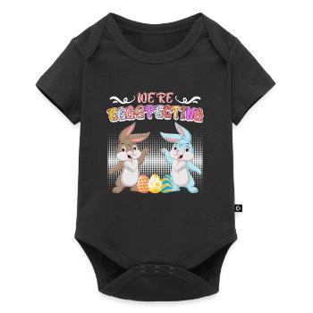Joyeux oeuf de Pâques specte maman et papa - Body à manches courtes Premium Bébé - noir - Devant