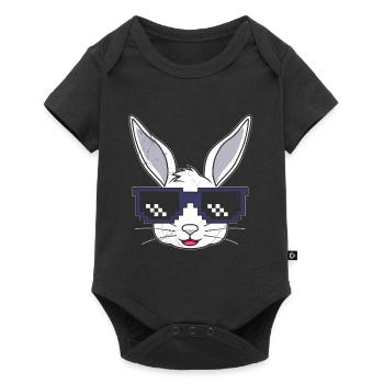 Hasengesicht Cooler Osterhase mit Brille - Baby Premium Kurzarmbody - Schwarz - Vorne