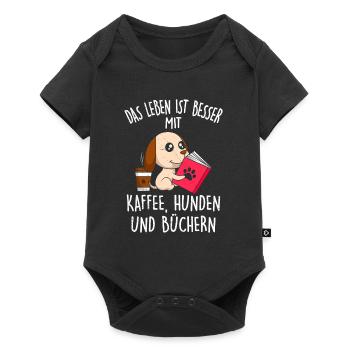 Life is better with Coffee Dogs and Books - Baby Premium short-sleeve bodysuit - black - Front