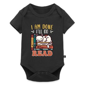 Book lover cat fan bookworm book reader - Baby Premium short-sleeve bodysuit - black - Front