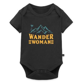 Wanderwoman Bergsteiger Wanderer - Baby Premium Kurzarmbody - Schwarz - Vorne