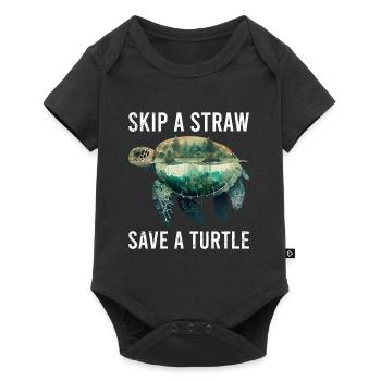 Skip A Straw Save A Turtle Environmental Protection - Baby Premium short-sleeve bodysuit - black - Front