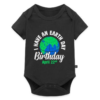 Jour de la Terre disant: J’ai un anniversaire du Jour de la Terre - Body à manches courtes Premium Bébé - noir - Devant