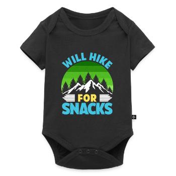 Wanderer lustig Bergfan Will Hike for Snacks - Baby Premium Kurzarmbody - Schwarz - Vorne