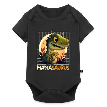 Mamasaurus Muttertag Mama Dinosaurier Mom - Baby Premium Kurzarmbody - Schwarz - Vorne