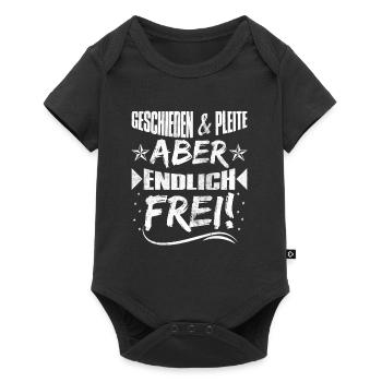 Geschieden und Pleite aber Frei Scheidungsparty - Baby Premium Kurzarmbody - Schwarz - Vorne