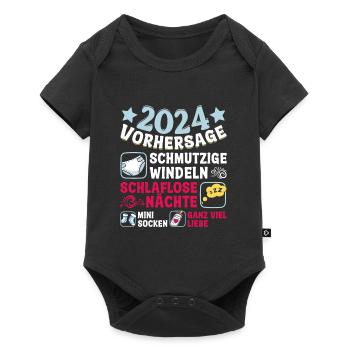 Vorhersage 2024 bald Vater Babyparty 2024 - Baby Premium Kurzarmbody - Schwarz - Vorne