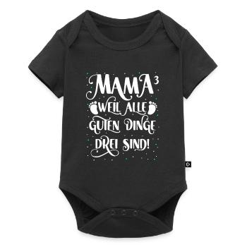Drillingsmama 2024 Alle guten Dinge sind drei - Baby Premium Kurzarmbody - Schwarz - Vorne