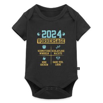 Vorhersage werdende Mama 2024 Baby bald Papa - Baby Premium Kurzarmbody - Schwarz - Vorne