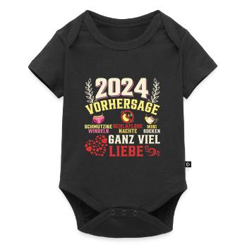 Vorhersage werdende Mama 2024 Baby bald Papa - Baby Premium Kurzarmbody - Schwarz - Vorne