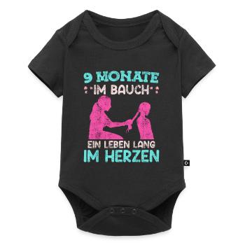 Werdende Mama 2024 9 Monate im Bauch Baby - Baby Premium Kurzarmbody - Schwarz - Vorne