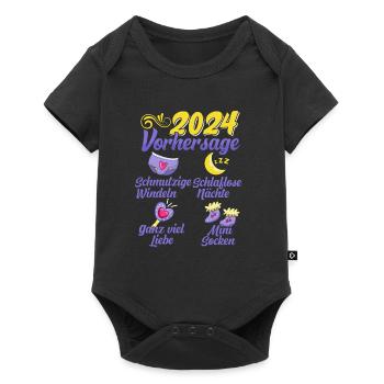 Baby Vorhersage 2024 werdende Mutter 2024 - Baby Premium Kurzarmbody - Schwarz - Vorne