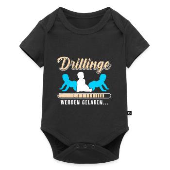 Drillinge werden geladen 2024 werdende Mama - Baby Premium Kurzarmbody - Schwarz - Vorne