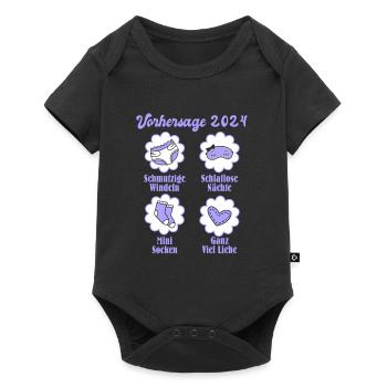 Vohersage 2024 werdende Mama 2024 bald Papa - Baby Premium Kurzarmbody - Schwarz - Vorne