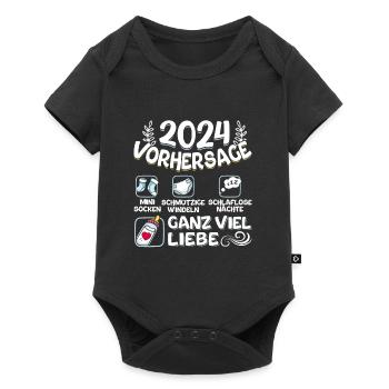 Baby Vorhersage 2024 werdende Mutter 2024 - Baby Premium Kurzarmbody - Schwarz - Vorne