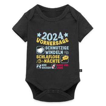 Vorhersage 2024 bald Vater Babyparty 2024 - Baby Premium Kurzarmbody - Schwarz - Vorne