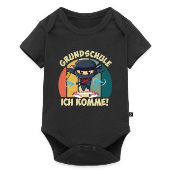 Grundschule Ich komme! Erstklässler Einschulung - Baby Premium Kurzarmbody - Schwarz - Vorne