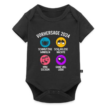 Vorhersage werdende Mama 2024 Baby bald Papa - Baby Premium Kurzarmbody - Schwarz - Vorne