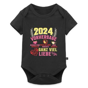 Vorhersage werdende Mama 2024 Baby bald Papa - Baby Premium Kurzarmbody - Schwarz - Vorne