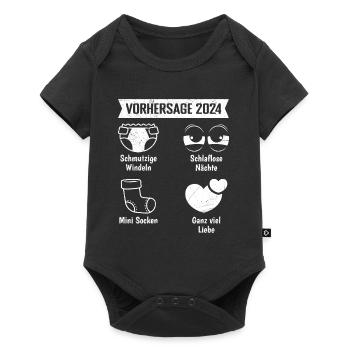 Werdende Mama 2024 Baby Vorhersage 2024 Bald Papa - Baby Premium Kurzarmbody - Schwarz - Vorne