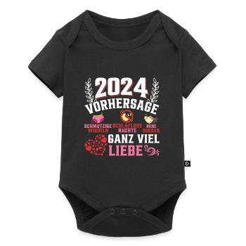 Vorhersage werdende Mama 2024 Baby bald Papa - Baby Premium Kurzarmbody - Schwarz - Vorne