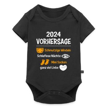 Vorhersage werdende Mama 2024 Baby bald Papa - Baby Premium Kurzarmbody - Schwarz - Vorne