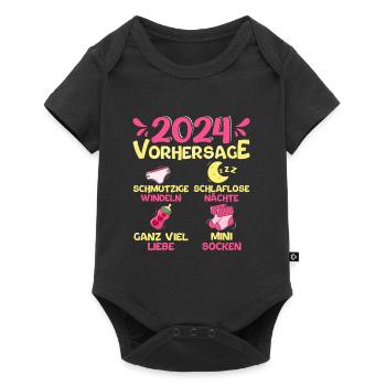 Baby Vorhersage 2024 werdende Mutter 2024 - Baby Premium Kurzarmbody - Schwarz - Vorne