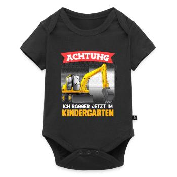 Kindergartenkind Ich bagger jetzt im Kindergarten - Baby Premium Kurzarmbody - Schwarz - Vorne