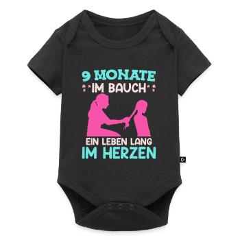 Werdende Mama 2024 9 Monate im Bauch Baby - Baby Premium Kurzarmbody - Schwarz - Vorne