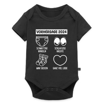 Werdende Mama 2024 Baby Vorhersage 2024 Bald Papa - Baby Premium Kurzarmbody - Schwarz - Vorne