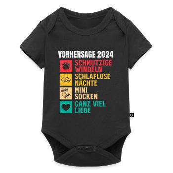 Vorhersage werdende Mama 2024 Baby bald Papa - Baby Premium Kurzarmbody - Schwarz - Vorne