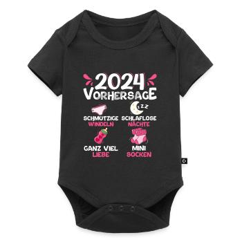 Vorhersage werdende Mama 2024 Baby bald Papa - Baby Premium Kurzarmbody - Schwarz - Vorne