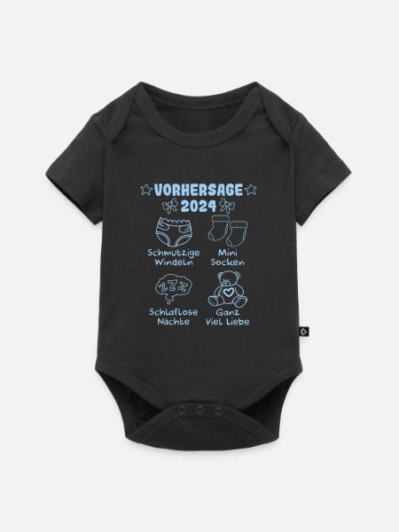 Vohersage 2024 werdende Mama 2024 bald Papa - Baby Premium Kurzarmbody - Schwarz