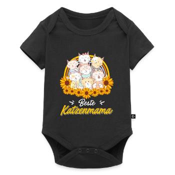 Beste Katzenmama I love Cats Katzenhalter - Baby Premium Kurzarmbody - Schwarz - Vorne