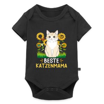 Beste Katzenmama I love Cats Katzenhalter - Baby Premium Kurzarmbody - Schwarz - Vorne