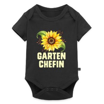 Garten Chefin Sonnenblumen Gartenfreundin - Baby Premium Kurzarmbody - Schwarz - Vorne