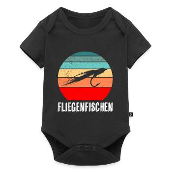 Fliegenfischen Fischjagd Fliegenangler Angeln - Baby Premium Kurzarmbody - Schwarz - Vorne