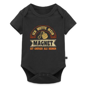 Magnetfischen Ich wette mein Magnet ist größer - Baby Premium Kurzarmbody - Schwarz - Vorne